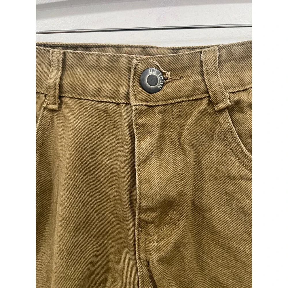 US ICON Mens Jeans Brown Denim Straight Leg Pants Utility Earth Tone Size 34x32